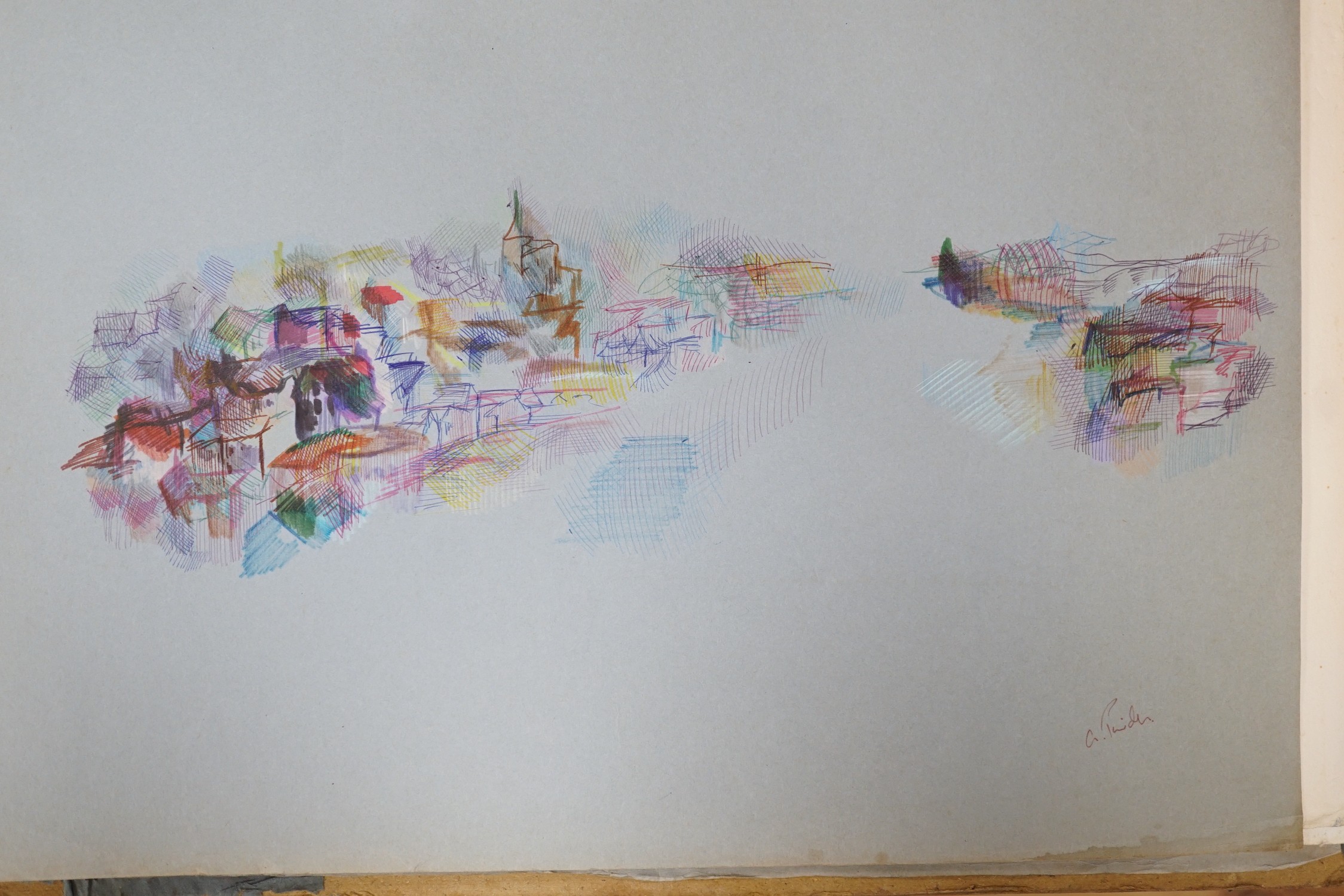 Pinder, folio of assorted ink and watercolour drawings, Figure studies and landscapes, largest 38 x 56cm